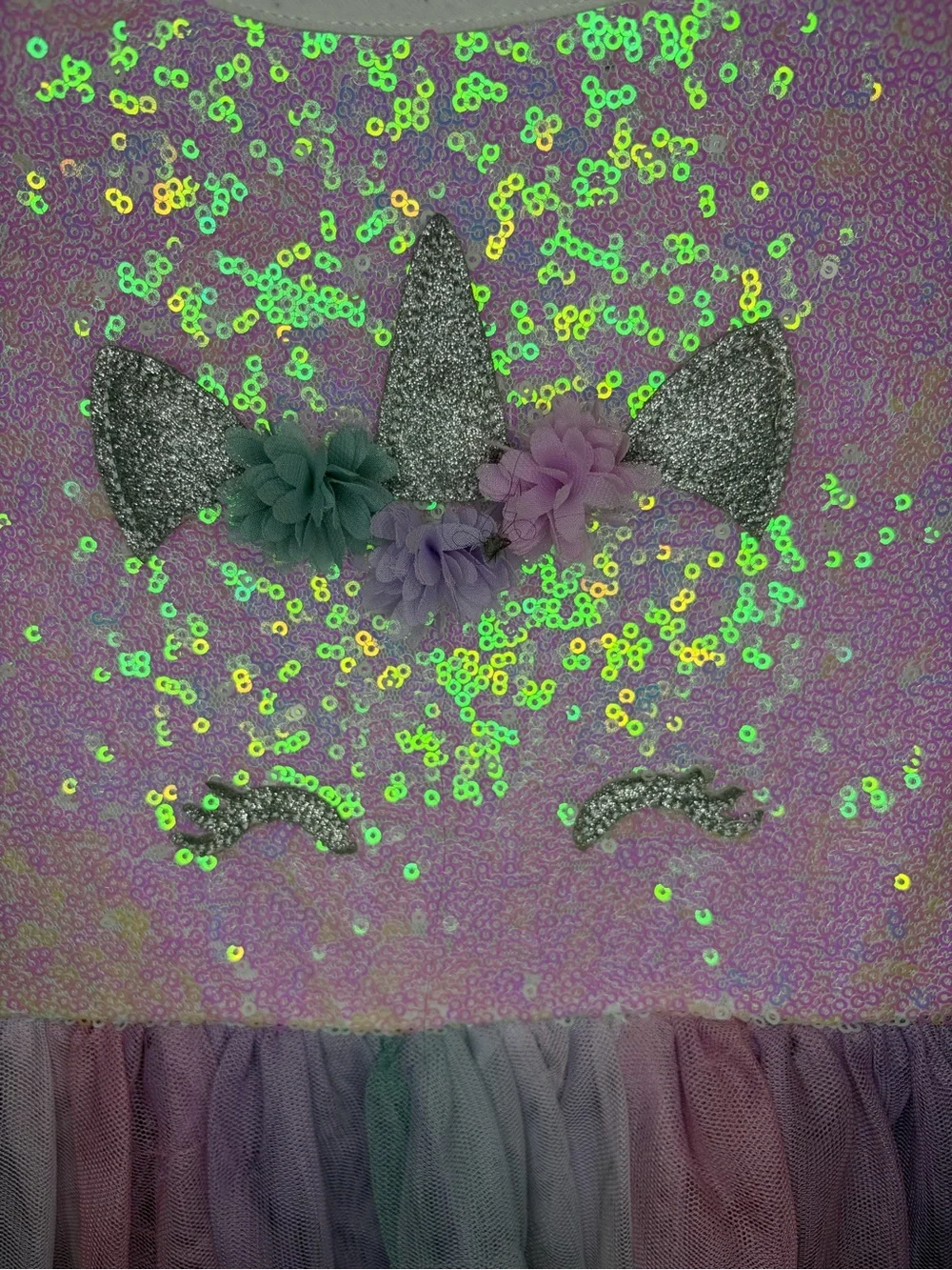 Unbranded Iridescent Pink & Pastel Tulle Unicorn Dress for Kids